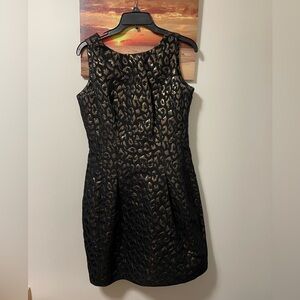 Cynthia Steffe black gold leopard cocktail dress 6